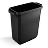 60L Durable DURABIN Black Plastic Waste Bin with Open Top & Handles for Home & Office