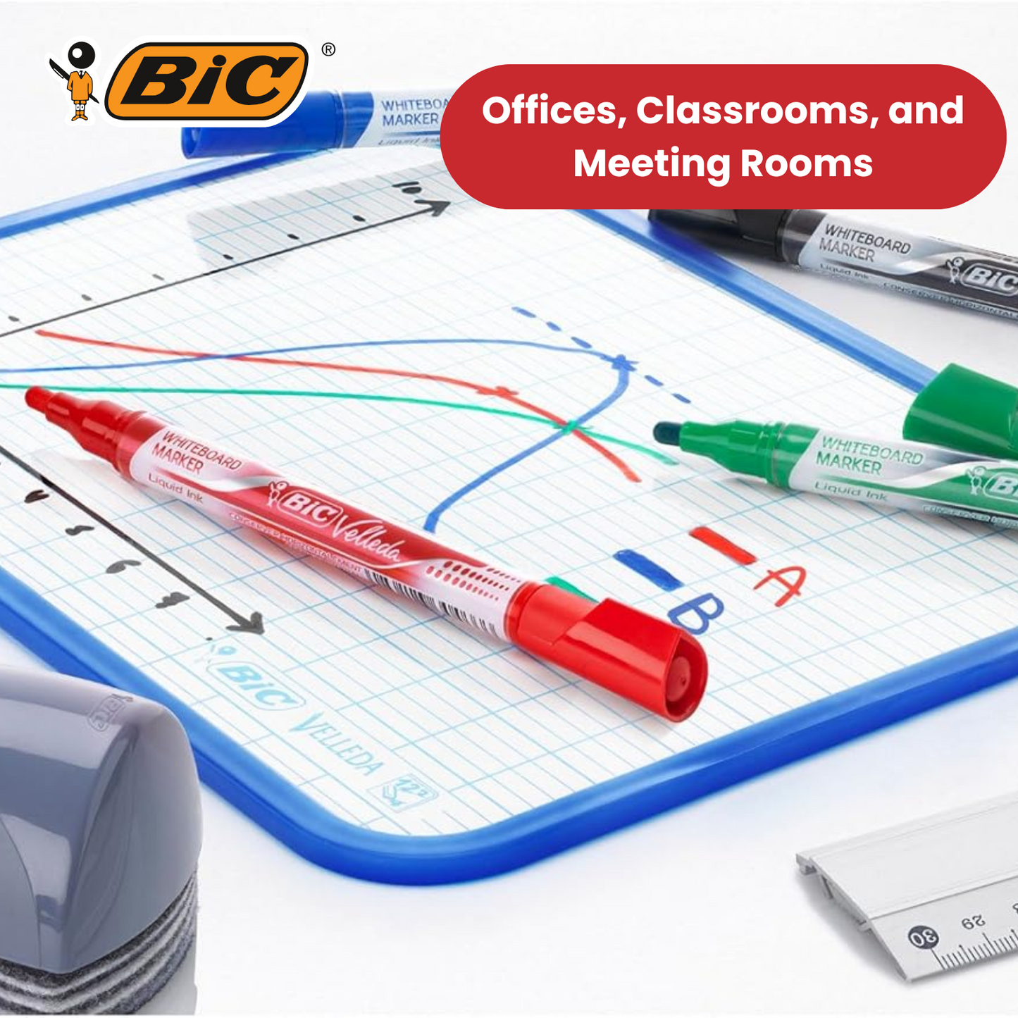 BIC Velleda Liquid Ink Dry Wipe Pocket Markers Red - Pack of 12