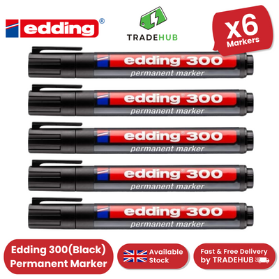 Edding 300 Permanent Marker Bullet 1.5-3mm Black - Pack of 6