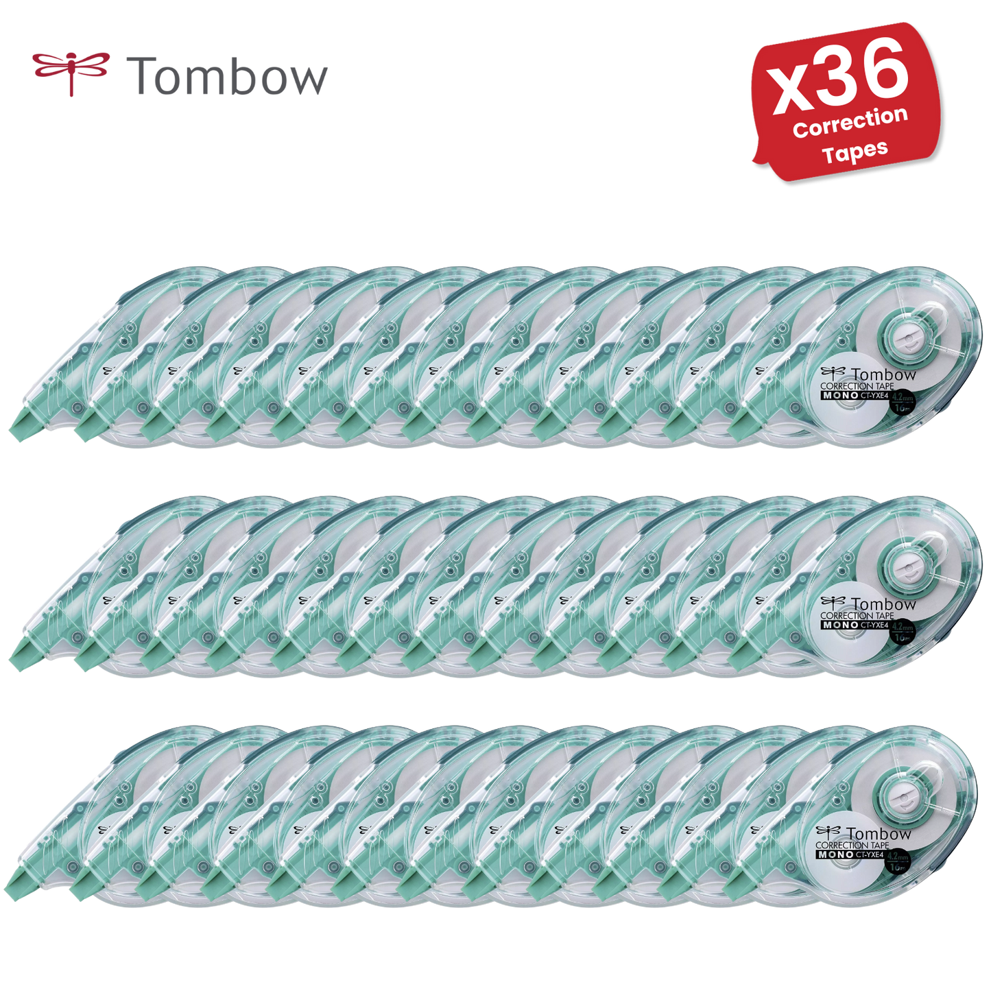 Tombow Correction tape MONO YXE4 4.2mm x 16m refillable Pack of 1 - 1 to 36 Packs