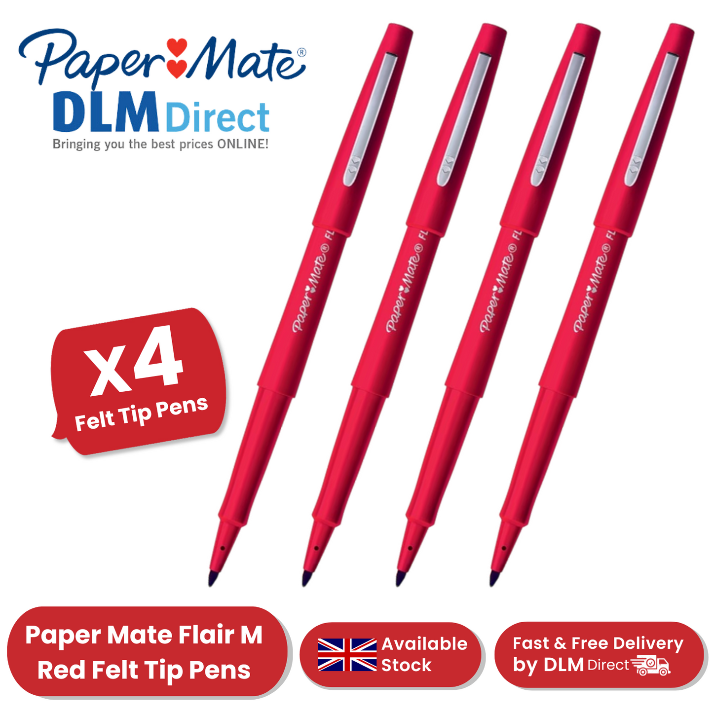 Papermate Flair Original - Red - Pack of 4