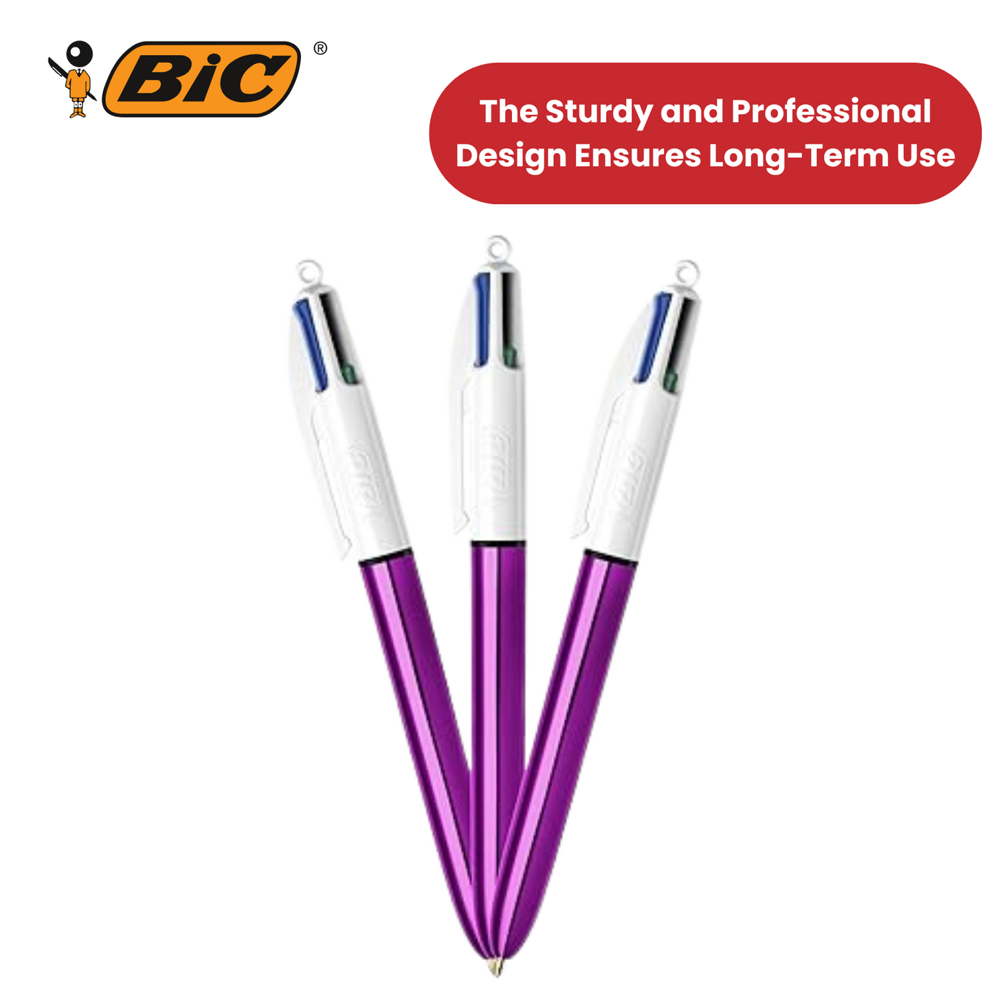 Bic 4 Colour Shine - Purple - Single Pen