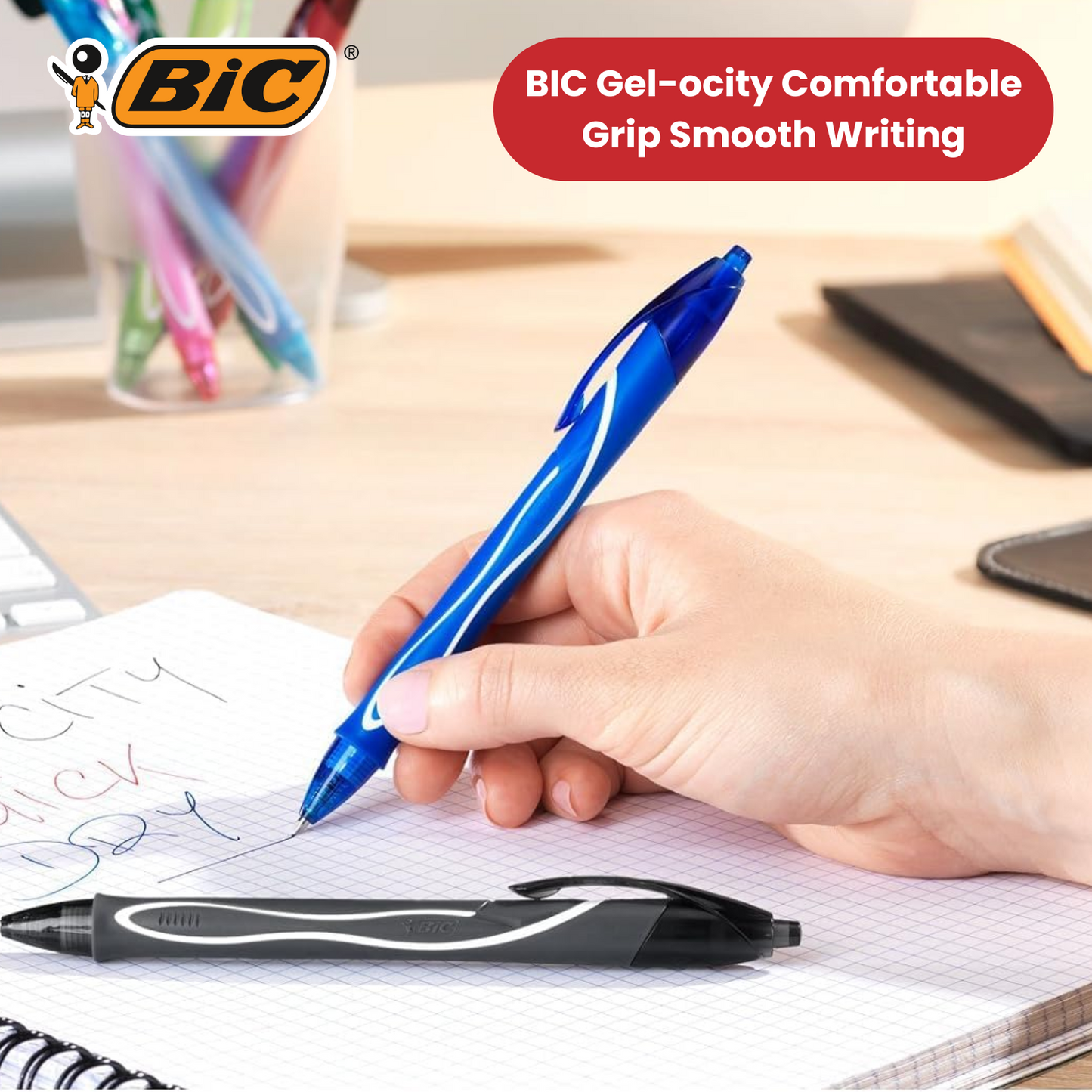 Bic Gel-ocity Quick Dry Med Rollerball Blue PK12