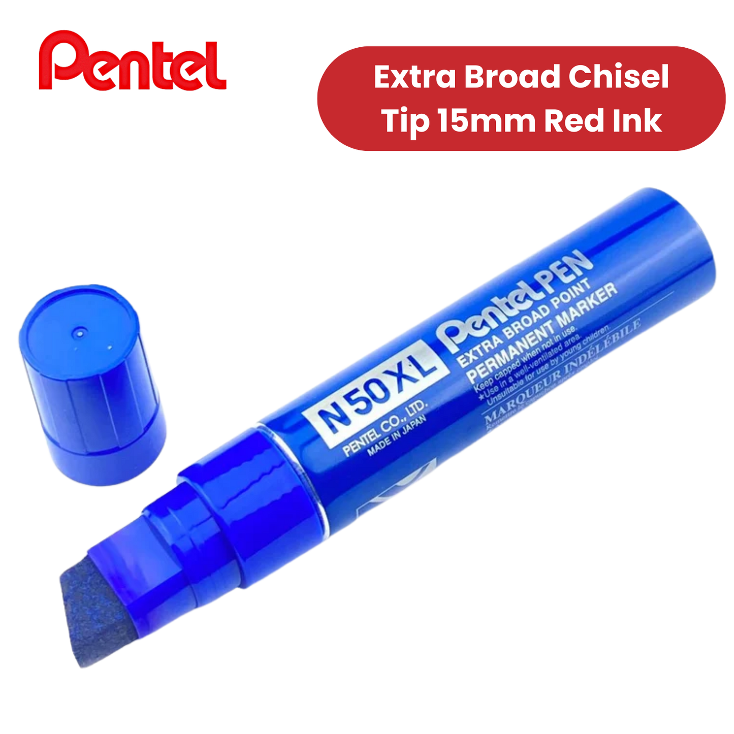Pentel N50XL Permanent Marker Blue for Bold, Smudge-Proof Writing – Single Pen