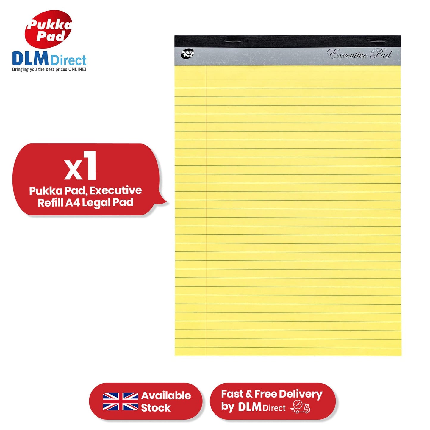 Pukka Pad A4 Refill Pads 160 Lined Pages Notepad, 80GSM Smooth Legal Notebook for Taking Notes
