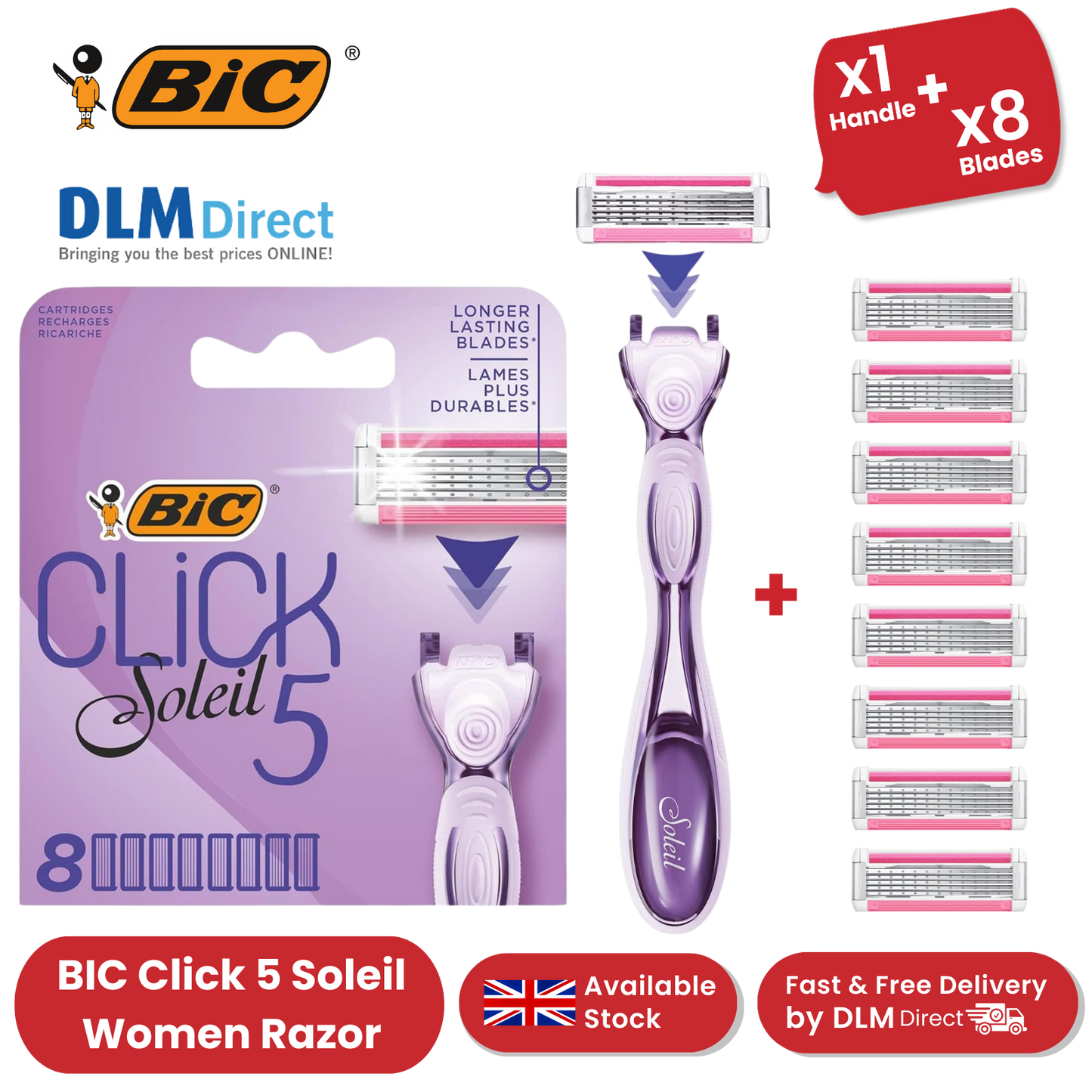 BIC Click 5 Soleil Sensitive Razor 8 Refill for Comfort Shave