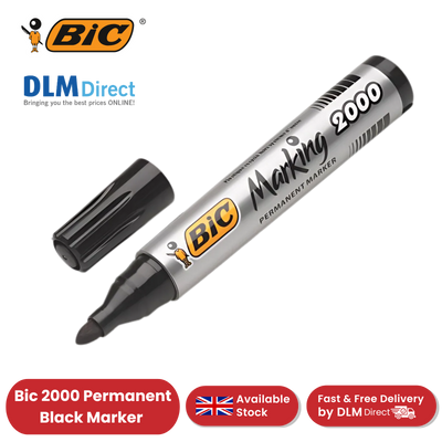 Bic 2000 Permanent Black Bullet Tip Marker 820915 - Single Pen Pack 2 to 36