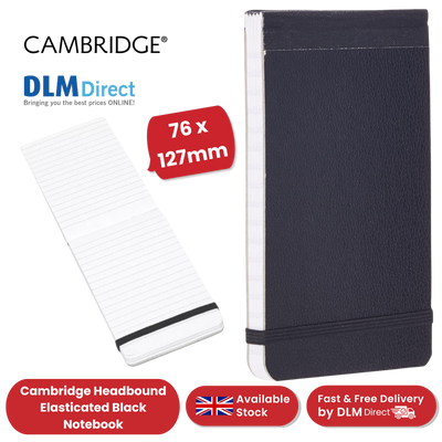 Cambridge Headbound Elasticated 76 x 127mm Black Notebook (Pack of 1) - 1 to 5 Packs