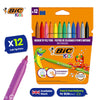BIC Kids Kid Couleur Felt Medium Blocked Tip Colouring Pens - Pack of 12