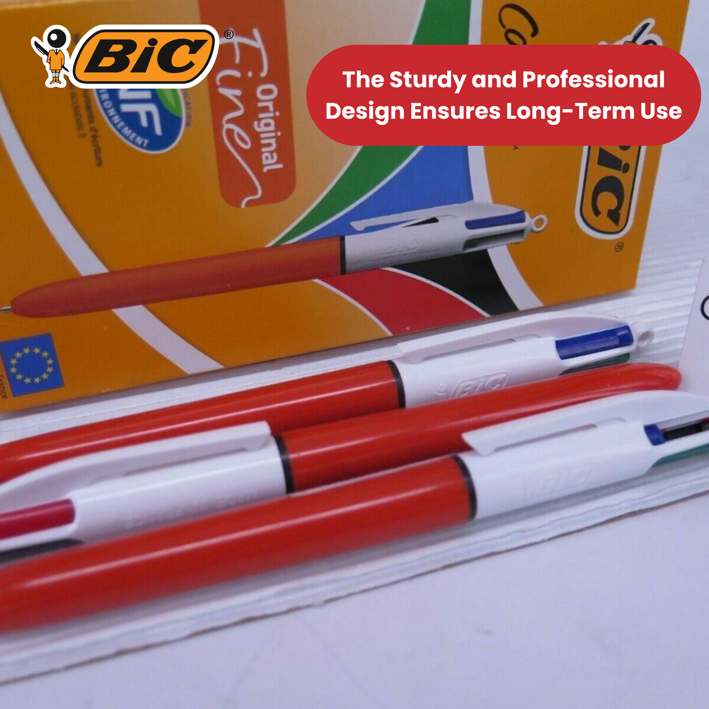Bic 4-Colours Original Fine Ballpoint Pen 1.0mm Tip - Single Pen