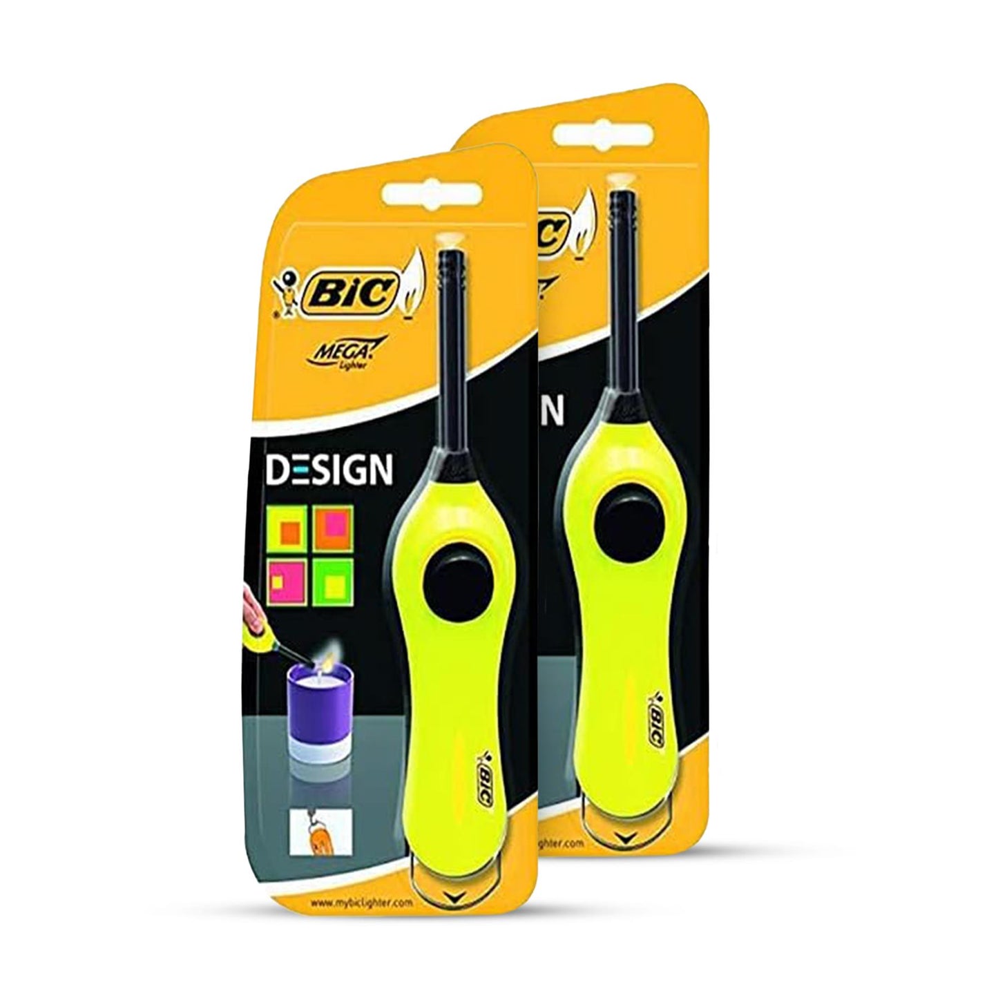 BIC Mega Utility Lighter - Plastic 6cm Wand Cooking Lighter, Push Button Lighters for BBQ