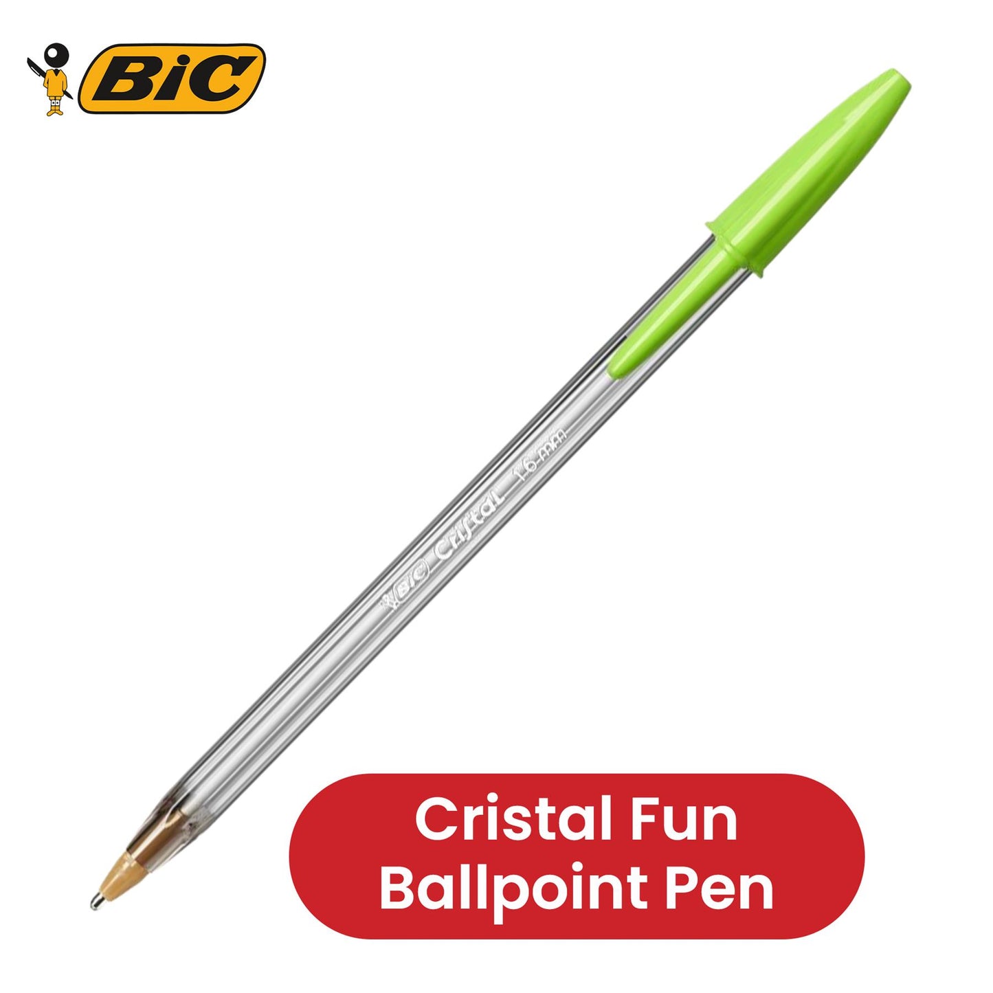 BIC Cristal Fun Ballpoint Pens Assorted Colours 1.6mm 4 Pack