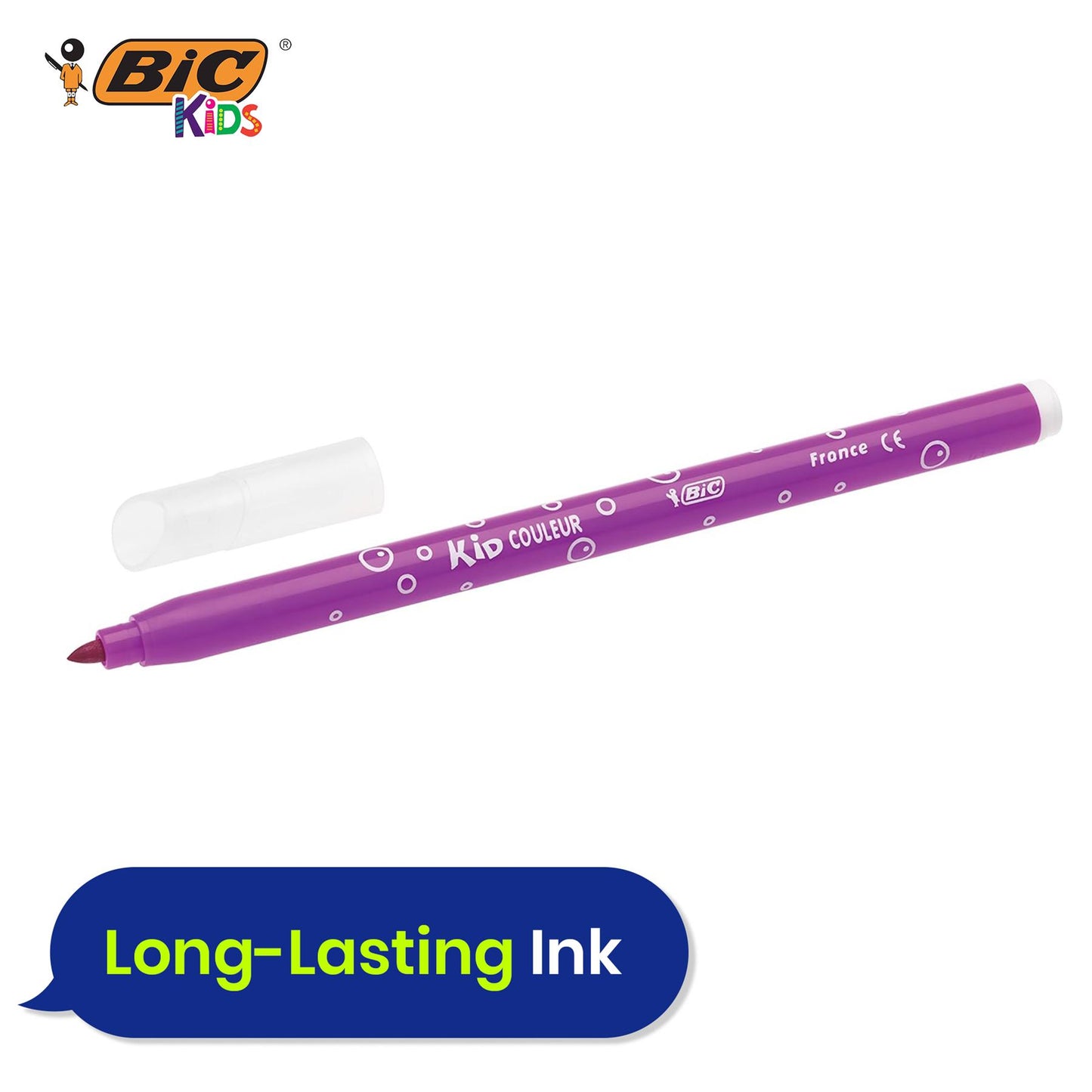 BIC Kids Kid Couleur Felt Medium Blocked Tip Colouring Pens - Pack of 12