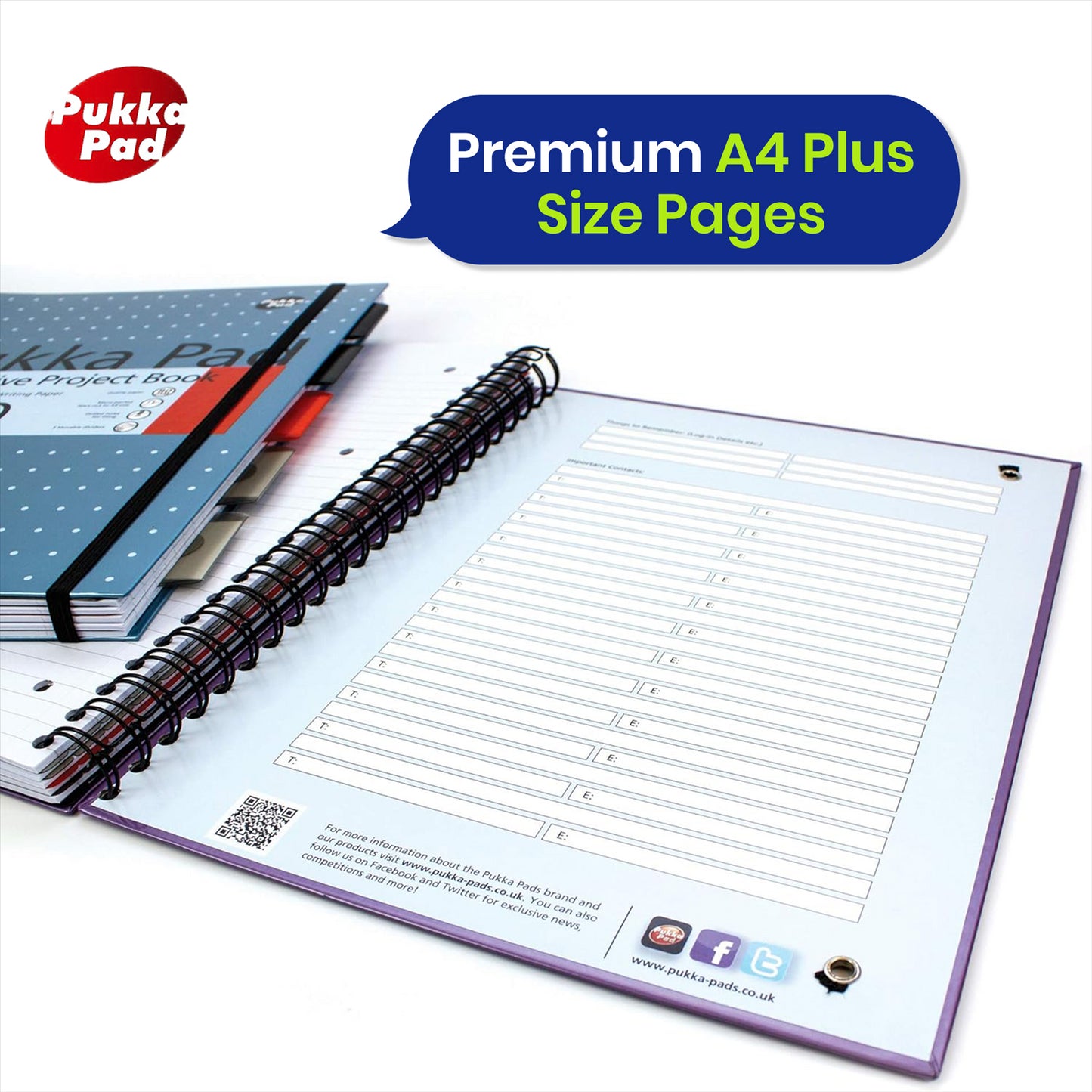 Pukka Pad Project Book Metallic Journal Notebook with Dividers & Pockets Writing Notepad for School Office Home (Pack of 3)