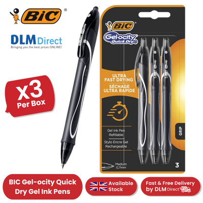 BIC Gelocity Quick Dry Gel Pens Black Ink Medium Point
