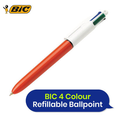 Bic 4-Colours Original Fine Ballpoint Pen 1.0mm Tip - Pack of 12