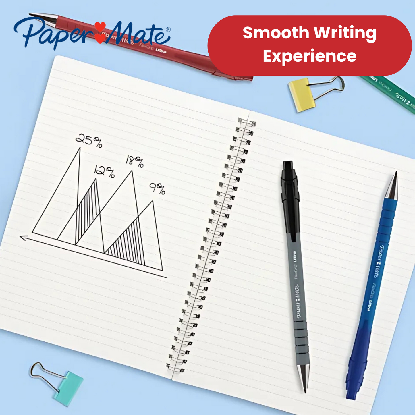 PAPERMATE FLEXGRIP ULTRA BALLPEN MEDIUM BLACK Pack of 12