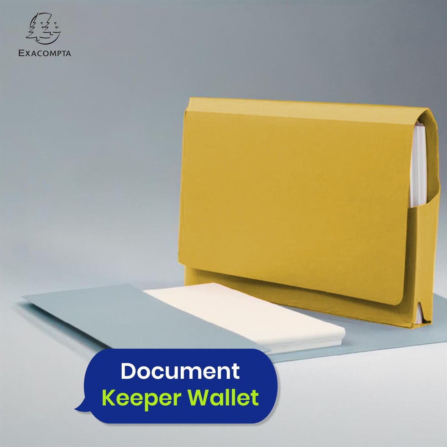 Exacompta Guildhall Full Flap Pocket Wallet – Foolscap Paper Organiser, 315gsm Document Folder(Yellow)