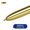 BIC 4 Colours Shine Ballpoint Pens Set of 12 Refillable Biros Gold Metal Barrel for Office and School