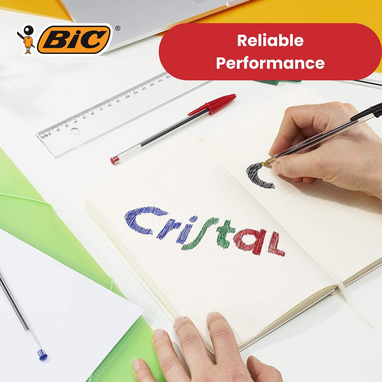 BIC CRISTAL MEDIUM BALL POINT PEN RED - BOX OF 50 - 1 to 5 Packs