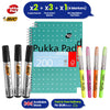 Pukka Pad A4+ Metallic Jotta Notebook Green 2x, BIC Flex 4 Neon Highlighters, BIC Parmanent Marker 3x