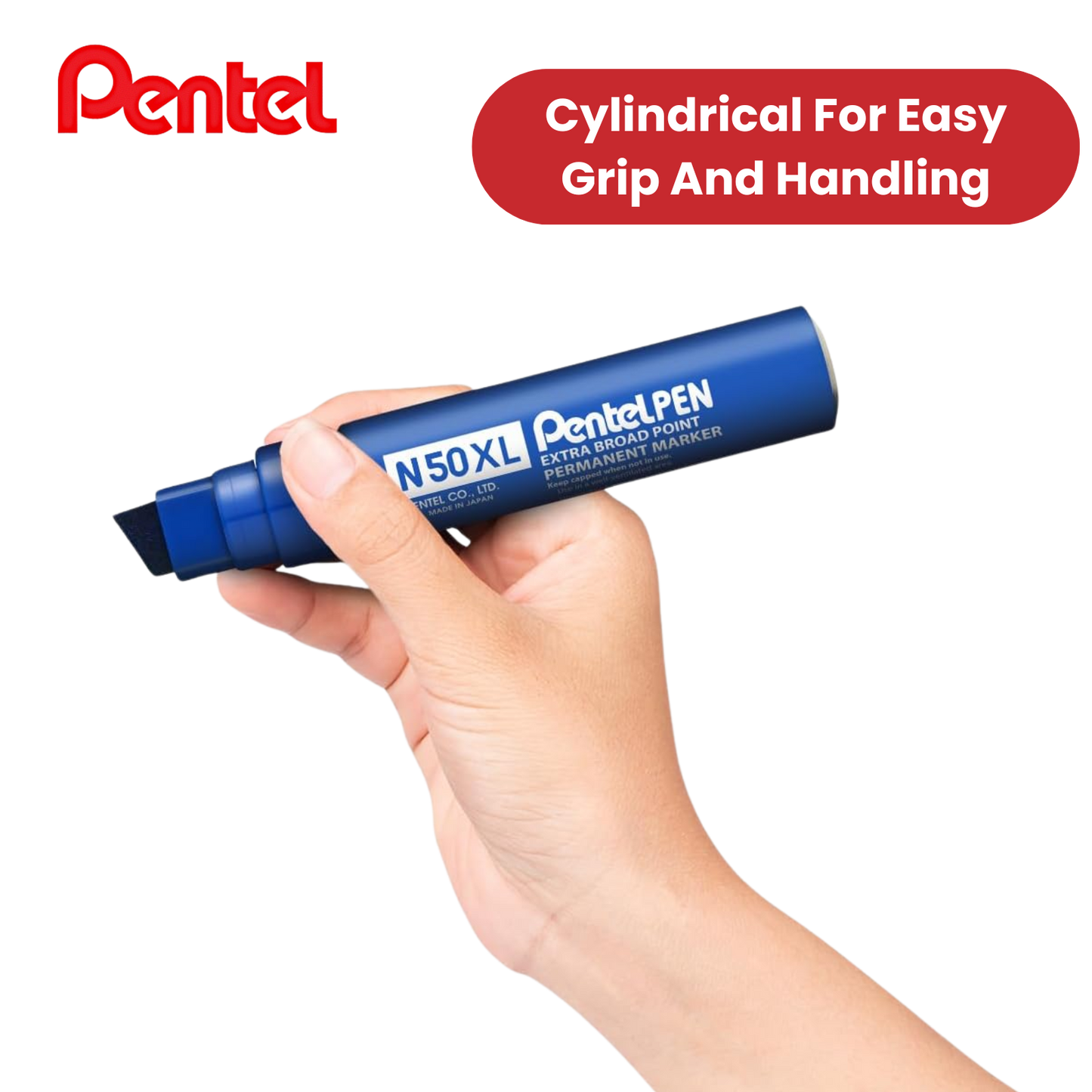 Pentel N50XL Permanent Marker Blue for Bold, Smudge-Proof Writing – Single Pen