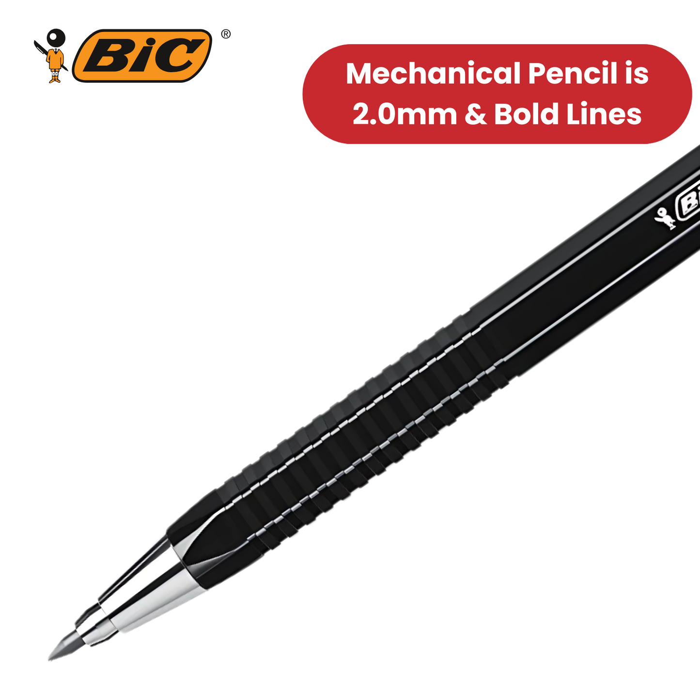 BIC Criterium 2mm Lead Mechanical Pencil  Plus 6 Leads),Black - Pack of 1 to 5