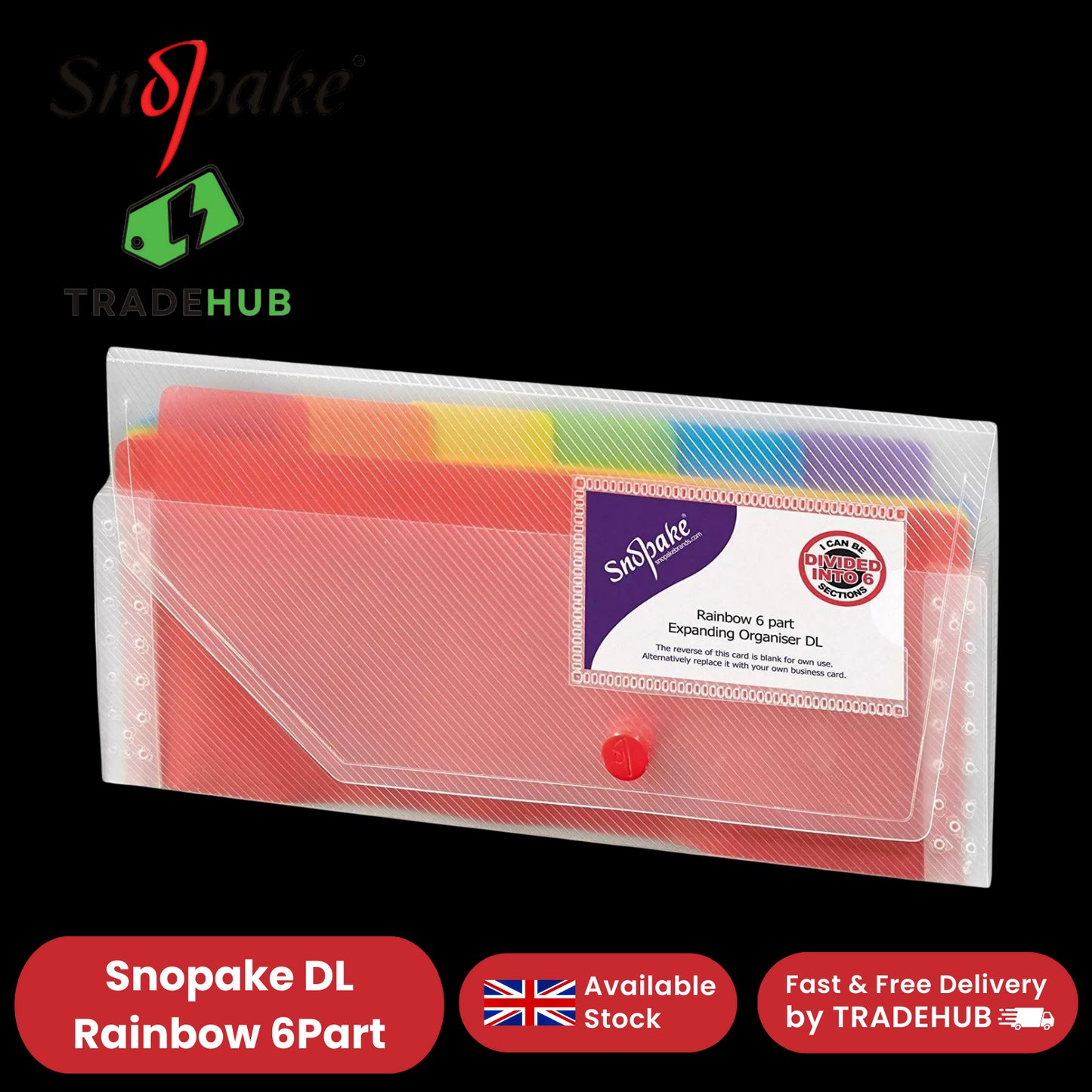 Snopake Rainbow 6part Expand Organiser DL