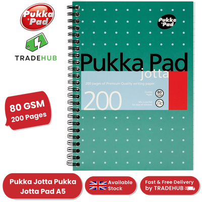 PUKKA WHITE A5 WIREBOUND PADS 200 page 80gsm (RULED/MARGIN) - PACK OF 1