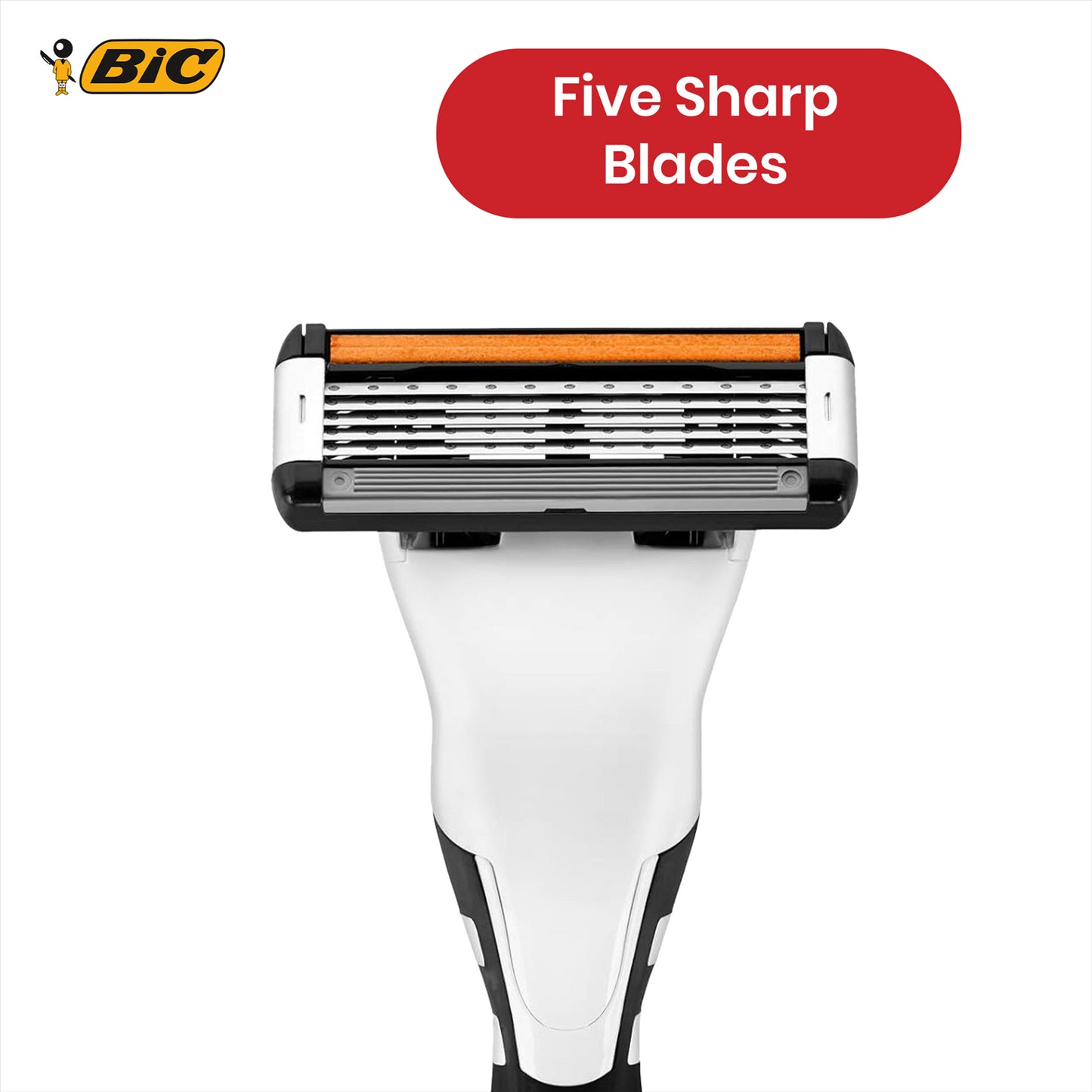 BIC Flex 5 Hybrid, Men's 5-Blade Razors, Precision Blade for Accuracy, Pack with 1 Handle and 4 Refills