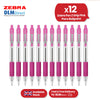Zebra Smooth Ballpoint Pen Pink Z Grip Retractable Pen 1.0mm Medium Point Biro for School Office (Pack of 12)