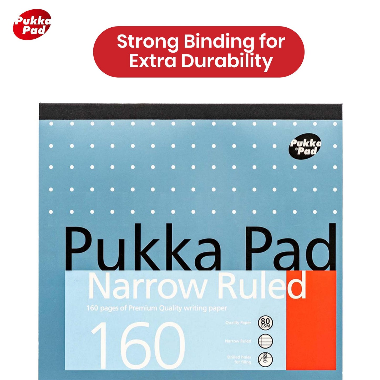 Pukka Pad A4 Refill Pad 160 Pages Metallic Notebook, 80GSM Perforated Paper Writing Pads for Work