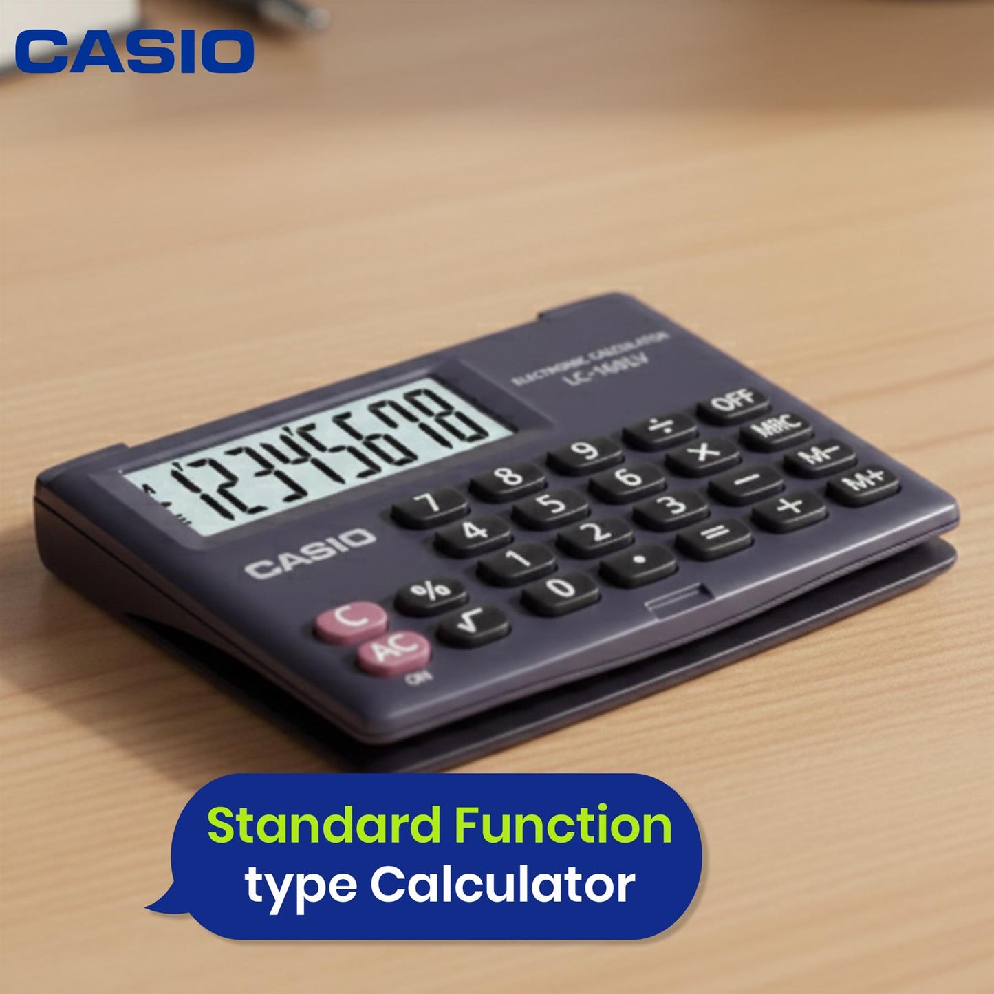 Casio LC-160LV Pocket Calculator, 8-Digit with Large LCD Display, Flip Cover Calculator (Black)