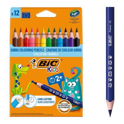 BIC Kids Evolution Triangle Coloured Pencils, Colouring Pencils, 12 Pack