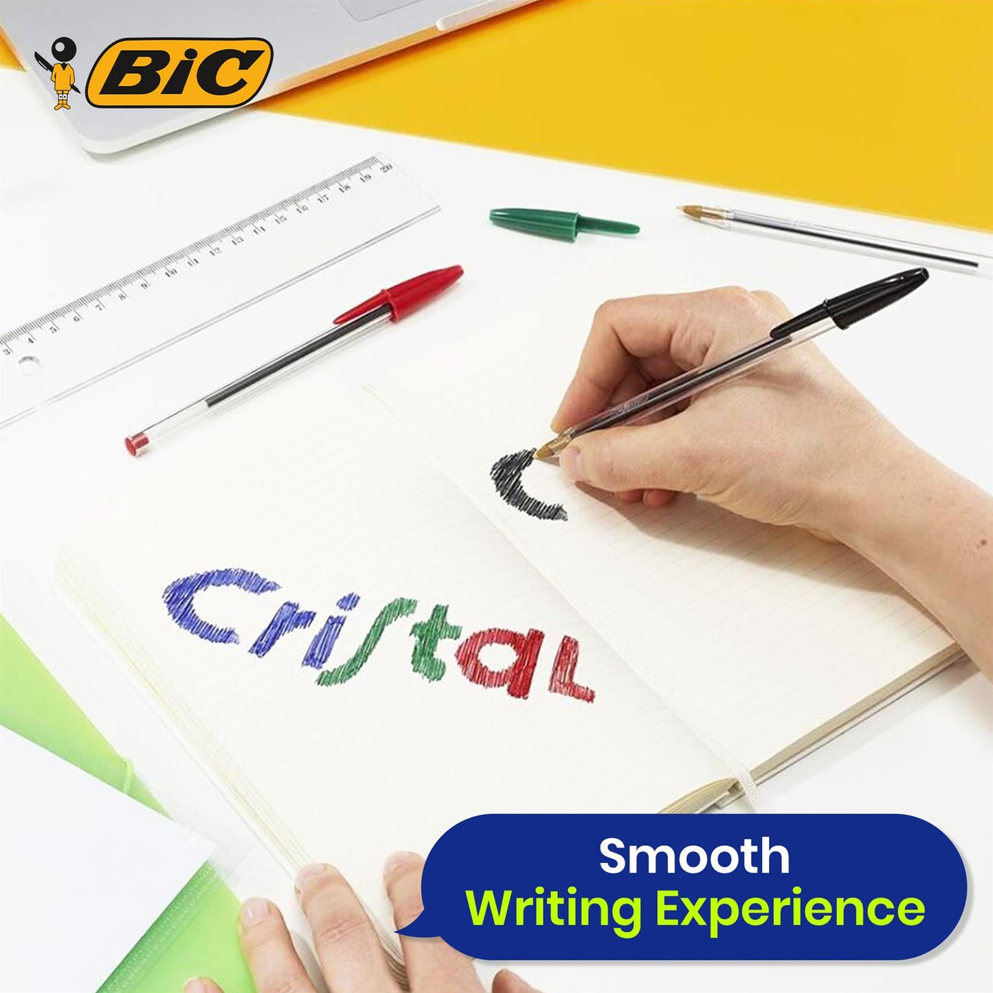 BIC Cristal Original Ballpoint Pens Medium Point (1.0 mm) Assorted Colours, Pouch of 20+7