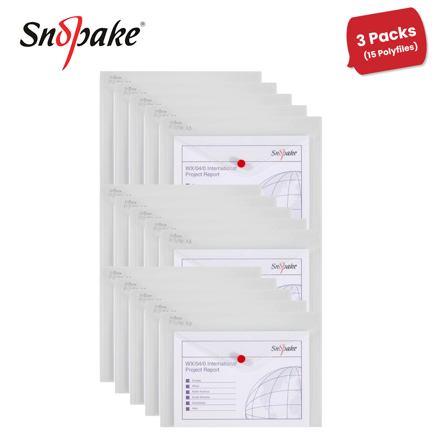 Snopake A5 Clear Polyfile Wallets - Strong & Reliable Document Holders Pack of 5