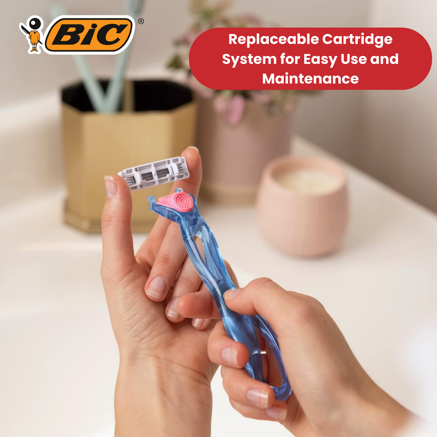 BIC Click 3 Soleil Sensitive Women's Razor Refills - 1 Handle + 4 Blades -1 to 5