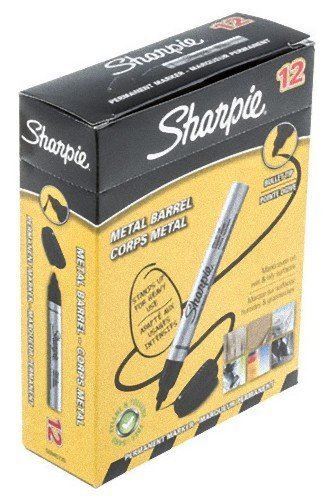 SHARPIE METAL PERM MARKER SML BULLET BLK - Pack of 12