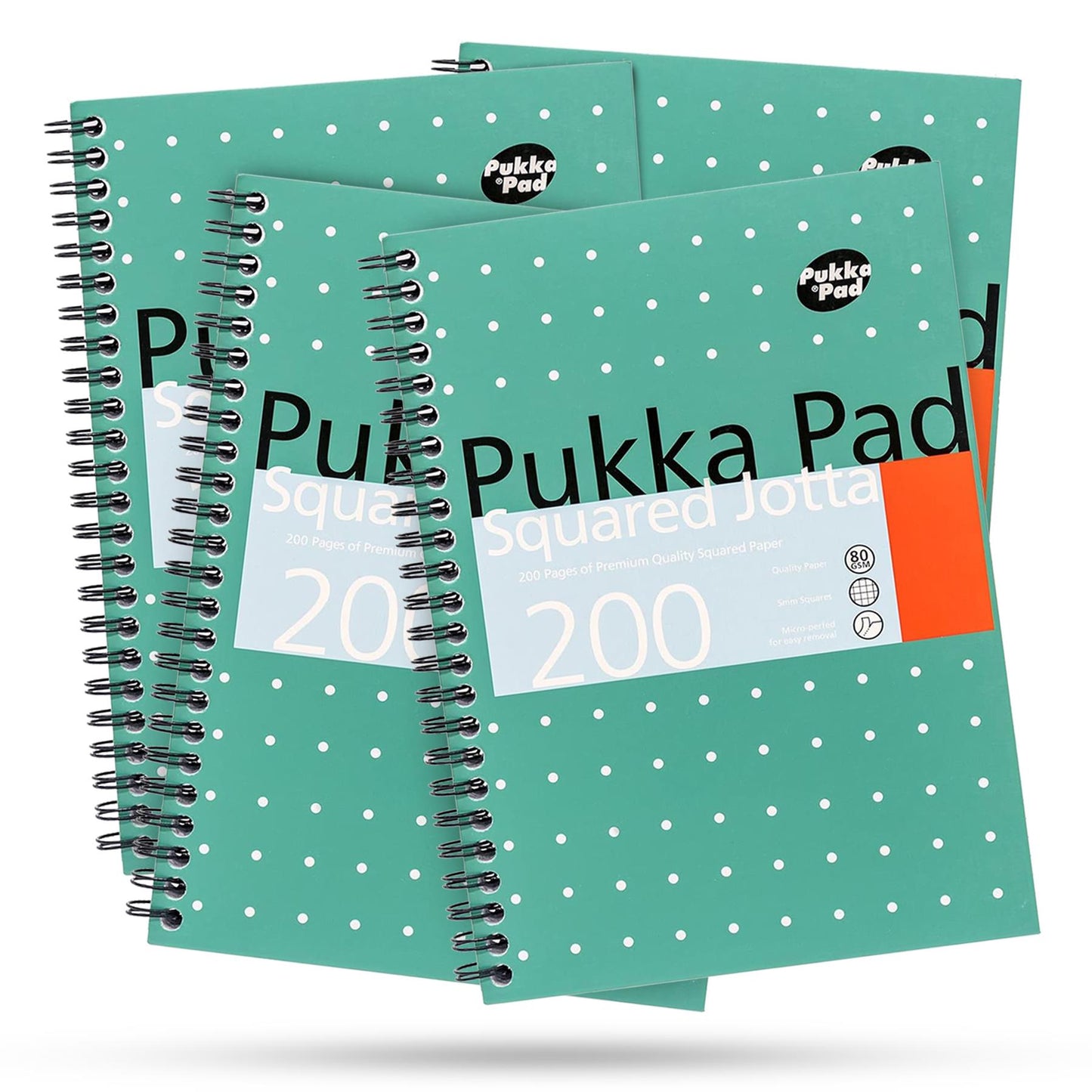 Pukka Pad A5 Squared Jotta Book 4-Pack Wirebound Notebook, 200 Pages for School & Office