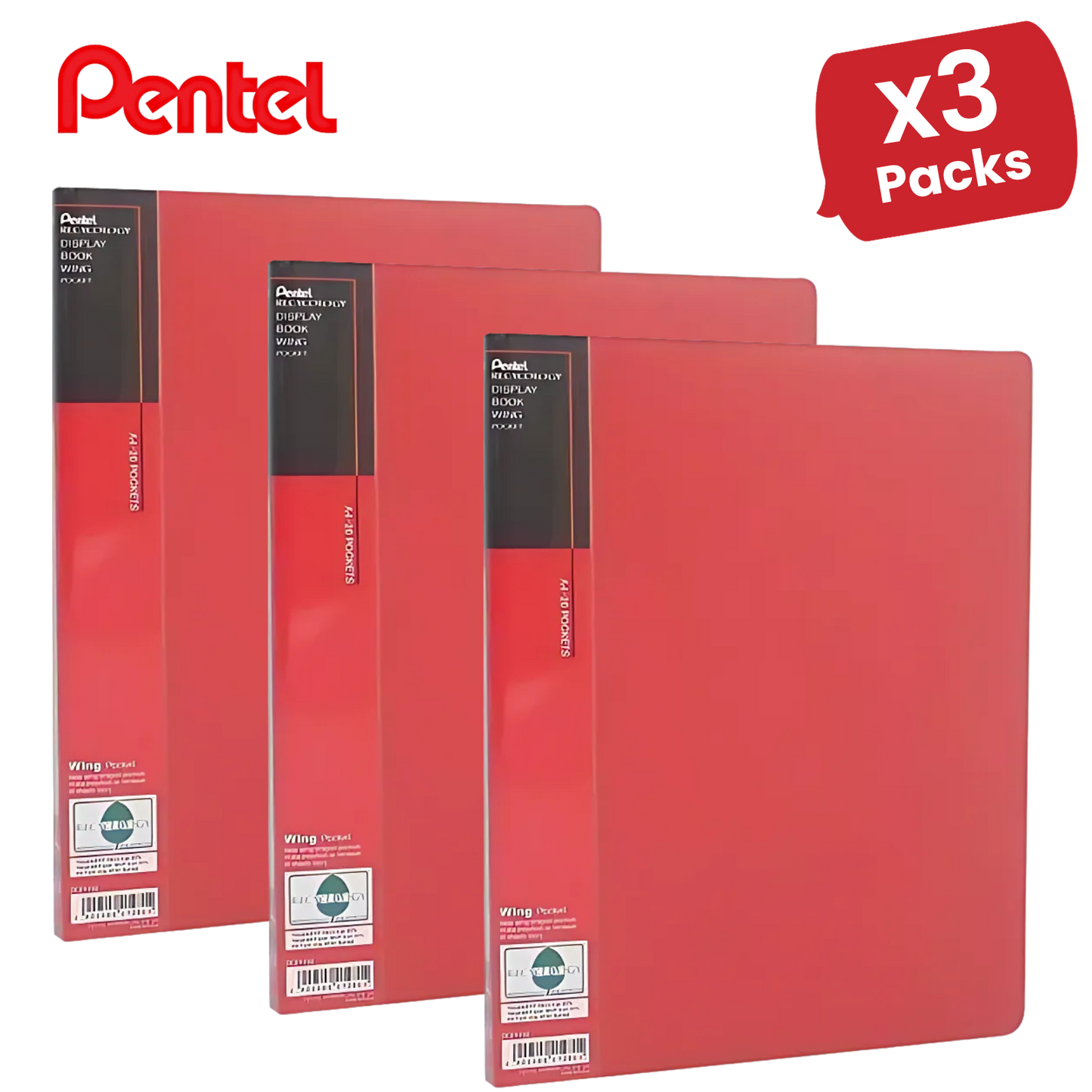 PENTEL RECYCOLOGY A4 DISP BK 20PKT RED - Pack of 1
