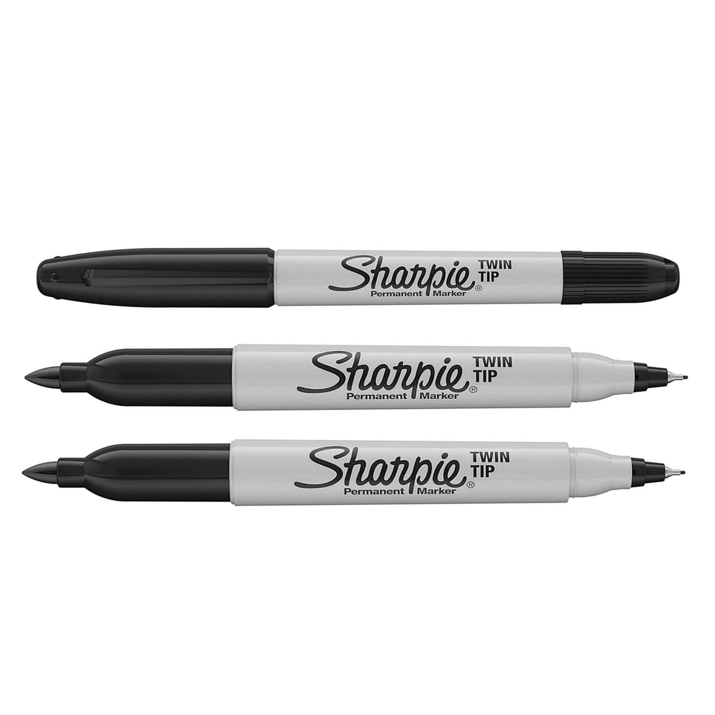 Sharpie Twin Tip Markers 3 Pack Black Ink Fine and Ultra-Fine Permanent Writing Pens