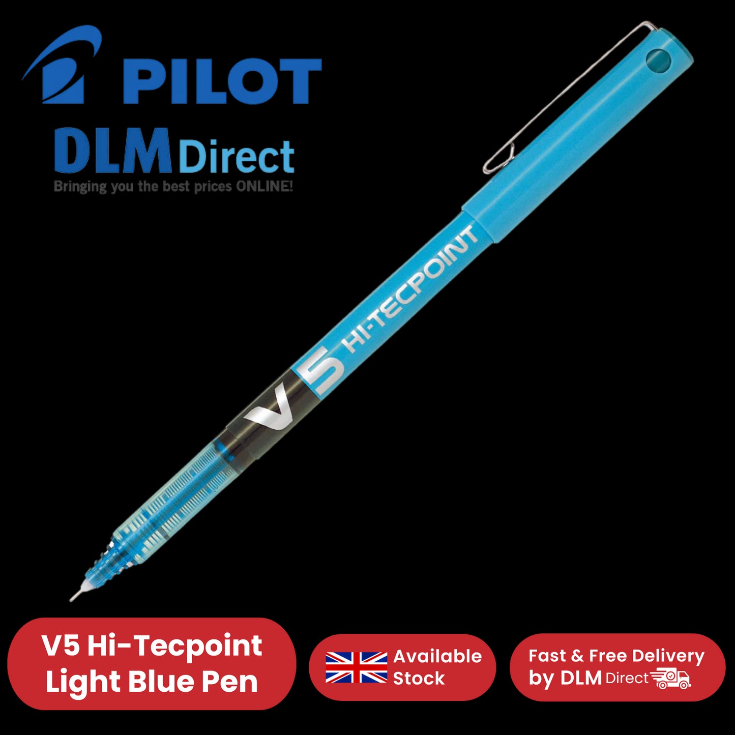 Pilot Hi-Tecpoint V5 Liquid Ink Rollerball Fine Tip 0.5mm Multi Pen - Light Blue
