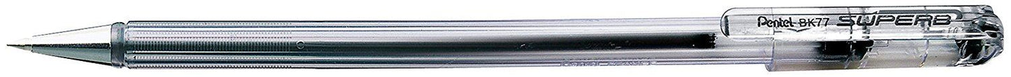 Pentel Superb Ballpoint Pen 0.7mm Tip 0.25mm Line Black - Pack of 12