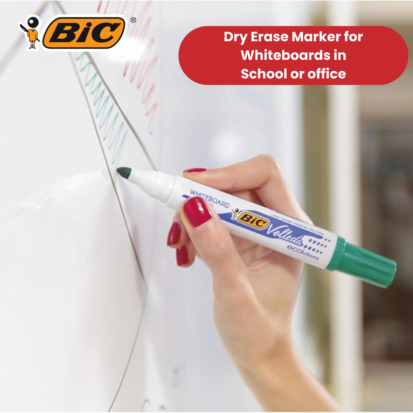 BiC Velleda 1701 Whiteboard Markers Green for Office & Classroom Use, Box of 12