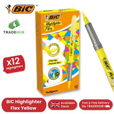 Bic Flex Highlighters Fluorescent Yellow - Pack of 12
