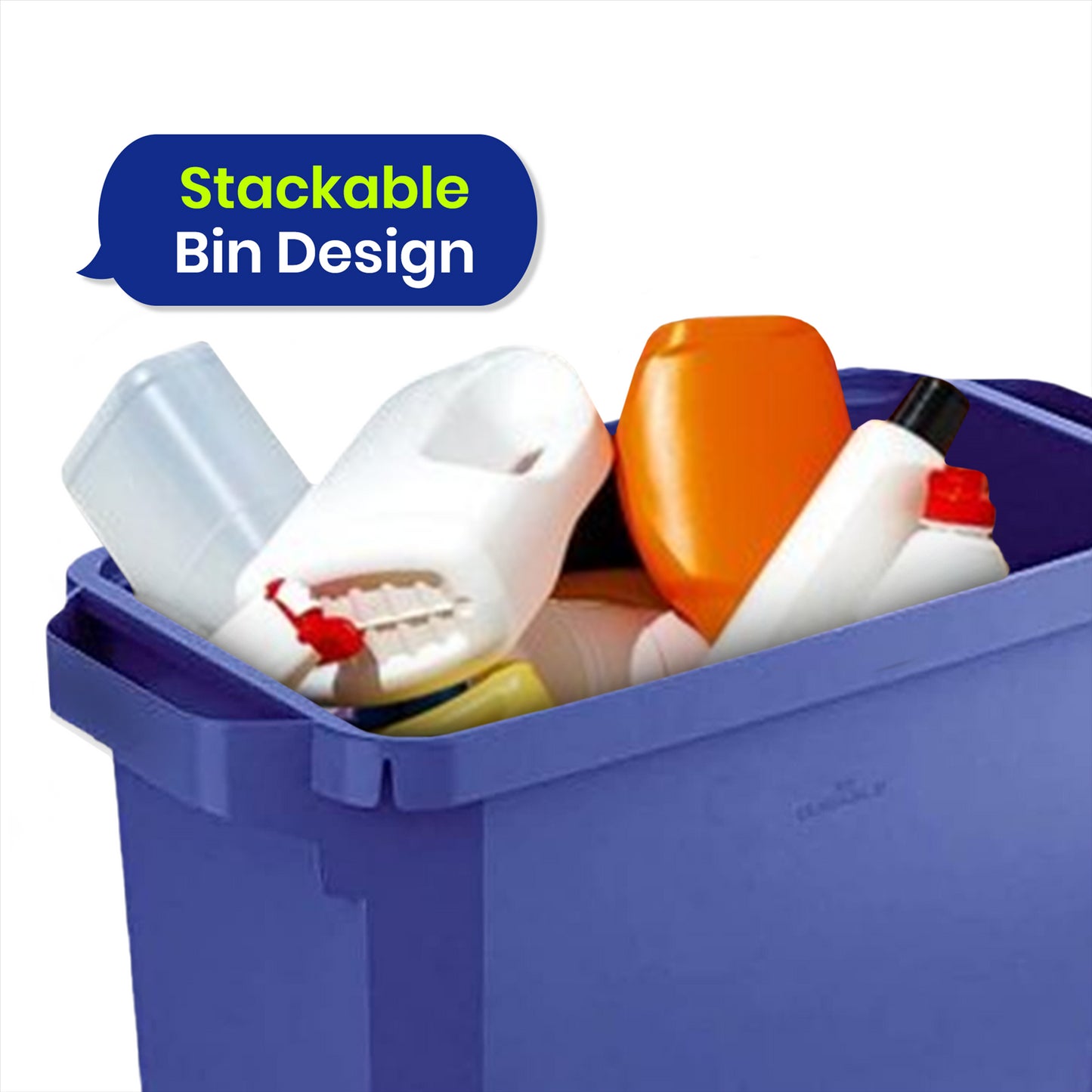 DURABIN 60L Blue Bin Set & Grey Hinged Lid and 25x 110L Recycled Bin Bags