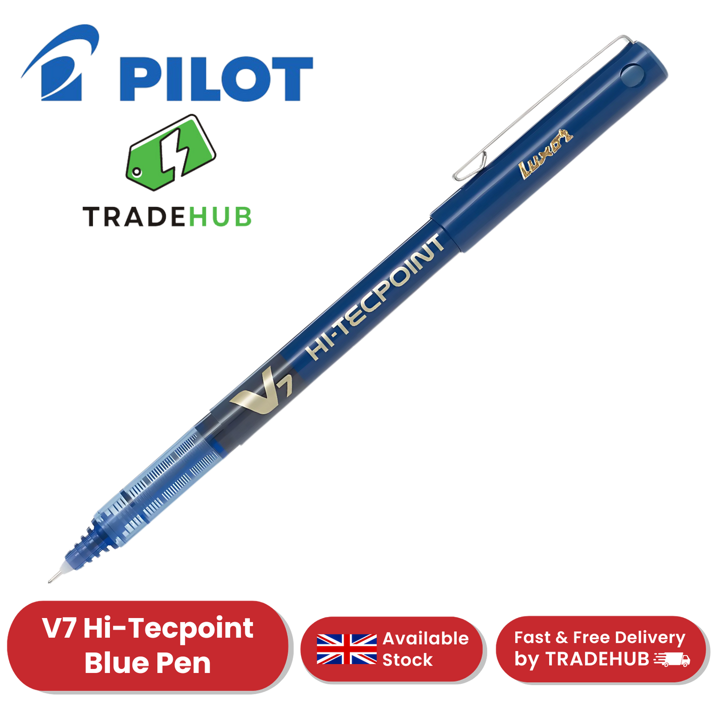 Pilot V7 Rollerball Pen 0.7mm Needle Tip Blue - Pack of 1 - 1 to 36 Packs