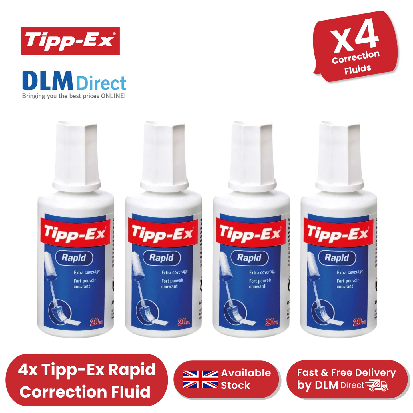 Tipp-Ex Fluid 20ml - Pack of 4