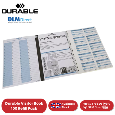 Durable Visitor Book 100 Refill Pack - 100 Perforated 90 x 60 mm Visitor -1 to 5