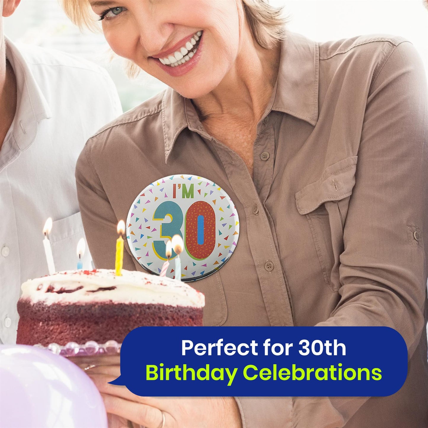 On The Wall Silver Age 30 Birthday Foil Badge